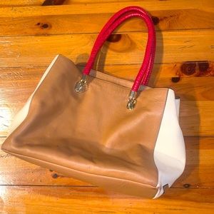 Cole Haan Braided Handle Large Leather Tote Bag